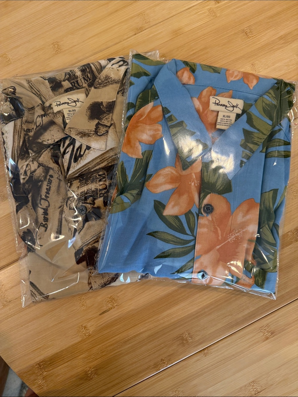 Panama Jack Blue Floral & Tan Graphic Casual Button-Down Shirts (Pair)